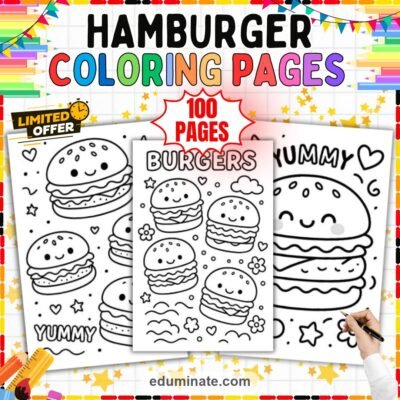 Burger and Fries Coloring Pages Fast Food Cooking Activity Sheets for Kids — resource cover