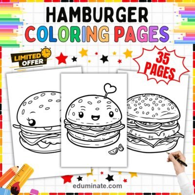 Hamburger Coloring Pages Fast Food Activity Sheets Printable Pack for Kids — resource cover
