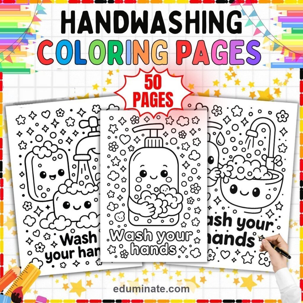 Hand Washing Coloring Pages Healthy Habits Hygiene Activity Sheets for Kids cover