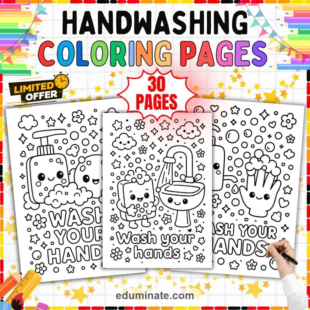 Preschool Hand Washing Coloring Pages Hygiene Activity Sheets Health for Kids cover