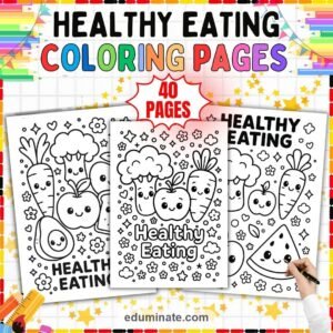 Healthy Eating Coloring Pages Bundle | Fruits, Vegetables, Nutrition and Water page 5