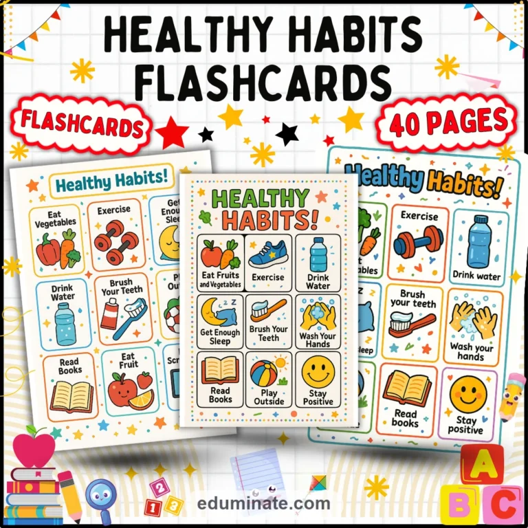 Food Flashcards Bundle | Fruits, Vegetables, Kitchen Words and Healthy Habits cover 3