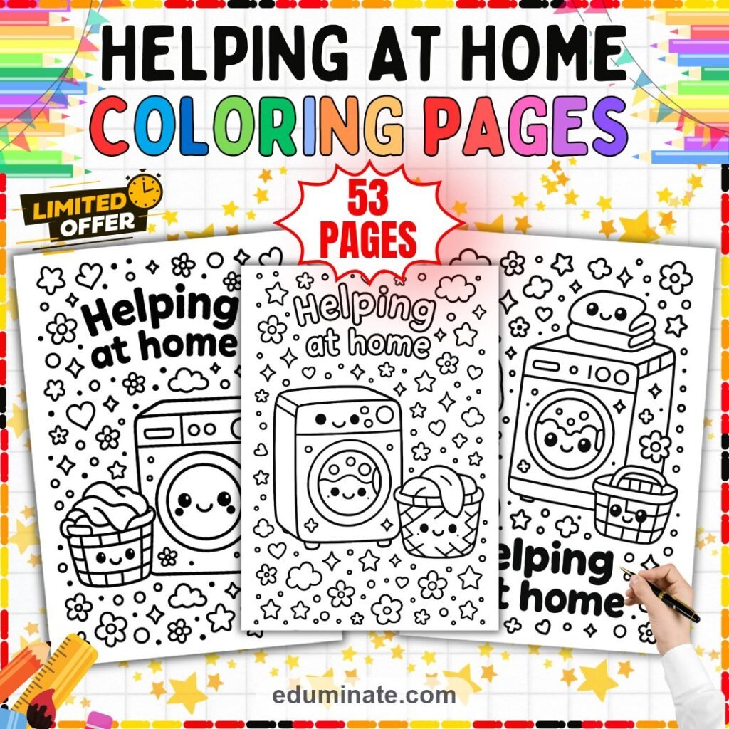 Helping at Home Coloring Pages Family Chores 53 Cute Printable Worksheets cover