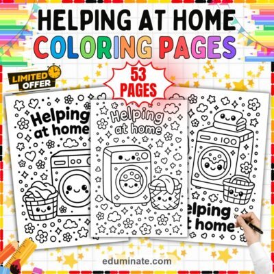 Helping at Home Coloring Pages Family Chores 53 Cute Printable Worksheets — resource cover