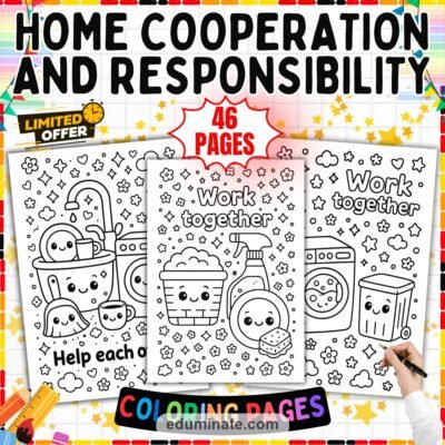 Chores Coloring Pages Home Cooperation Activity Sheets Life Skills for Kids — resource cover