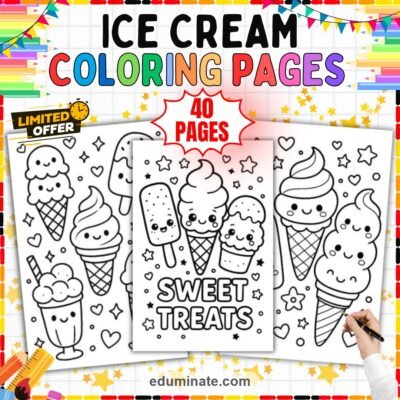Ice Cream Sundae Coloring Pages Sweet Treats Art Activity Pack for Kids Fun — resource cover