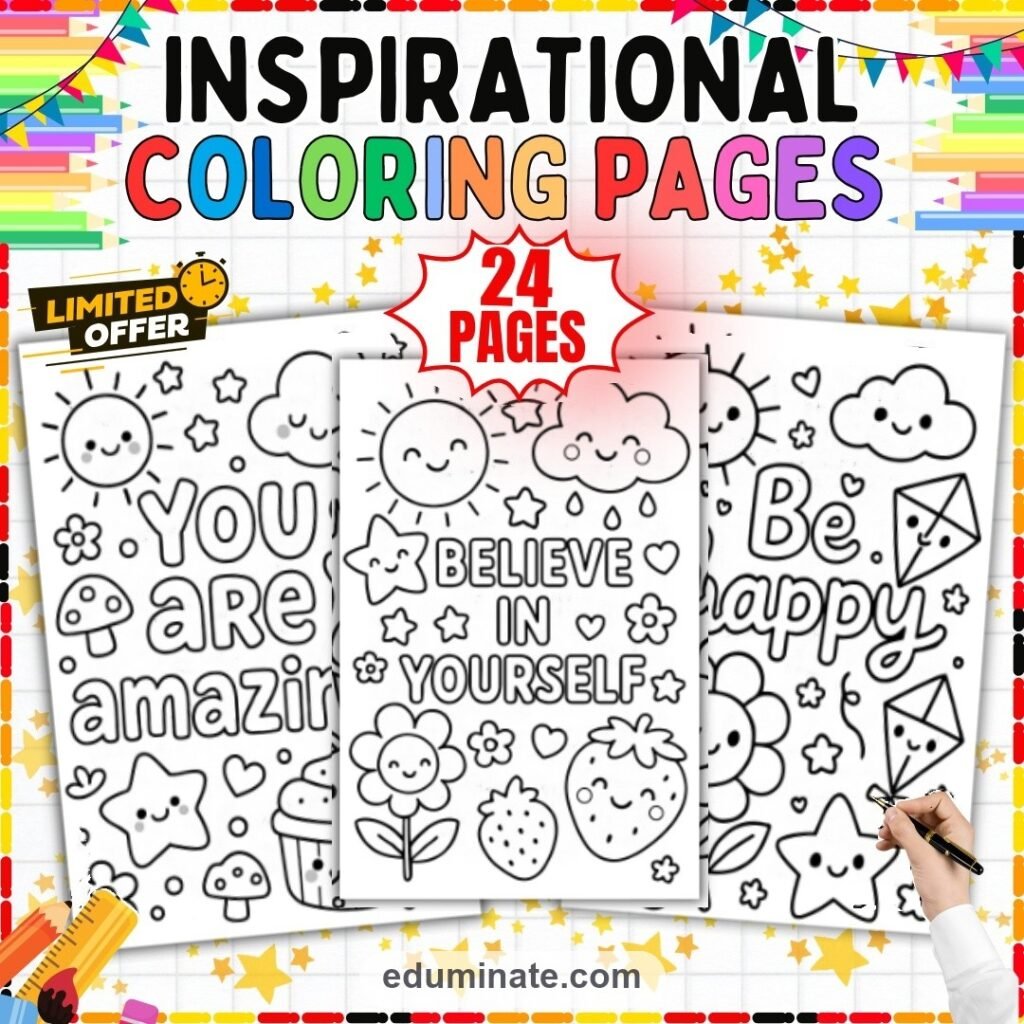 Inspirational Quotes Coloring Pages Motivational Activity Sheets for Kids cover