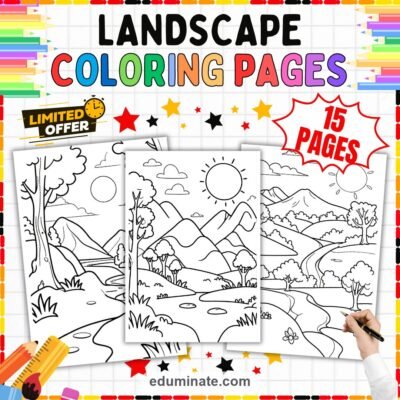 Landscapes Coloring Pages Nature Scenery Art 15 Easy Printable Worksheets — resource cover
