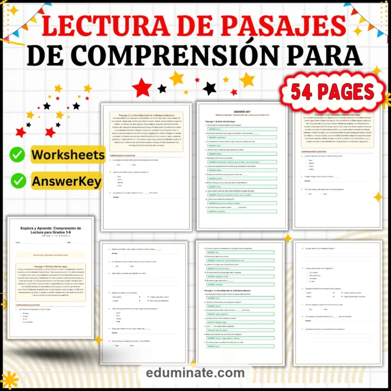 Spanish Worksheets Bundle | Spanish Reading Passages With Questions cover 8