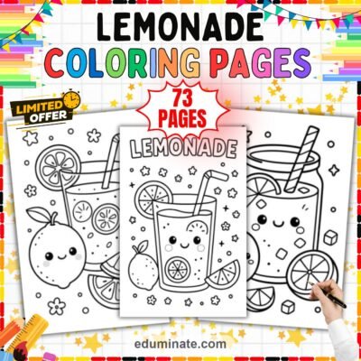 Lemonade Coloring Pages Summer Drinks Art Activity Sheets Pack for Kids Fun — resource cover