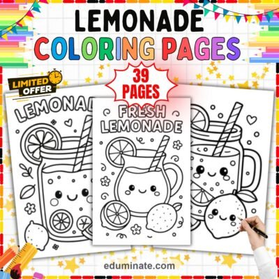 Cute Lemonade Coloring Pages Sweet Citrus Drink Activity Sheets for Kids Fun — resource cover