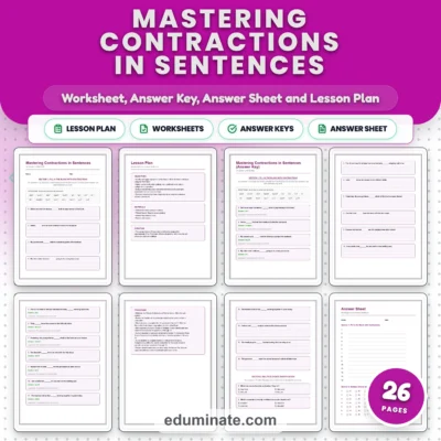 Contractions Worksheets - Sentences Practice Packet - Combining Words Exercises — resource cover