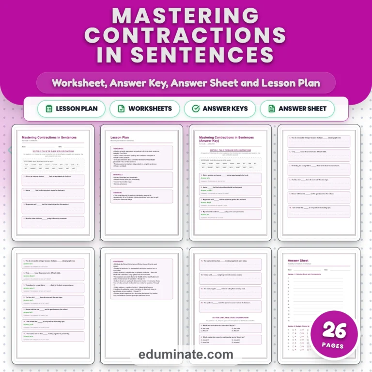 Grammar Worksheets PDF Bundle | Homophones, Questions, Contractions and More cover 4