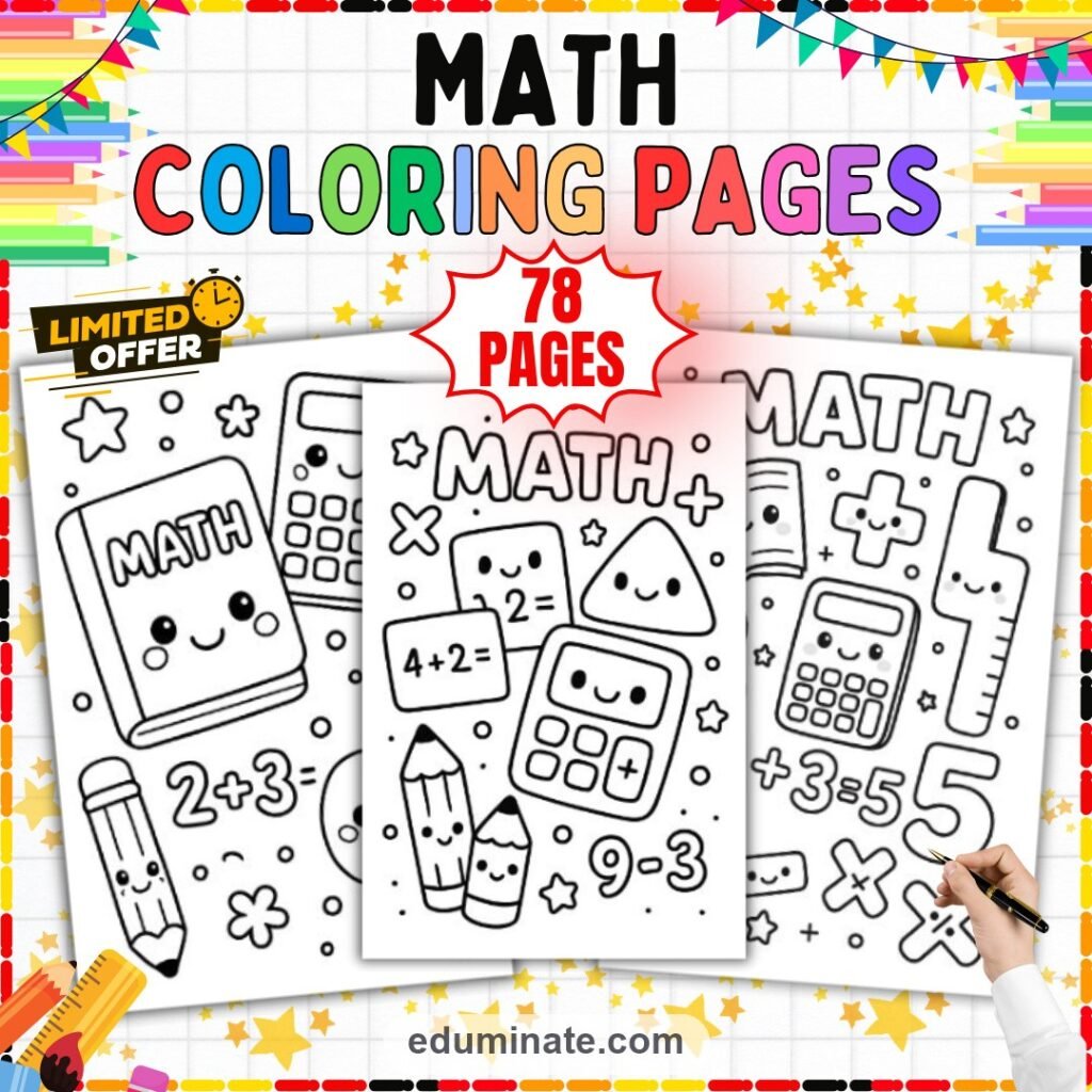 Math Worksheets Coloring Pages Numbers and Shapes Activity Sheets for Kids cover