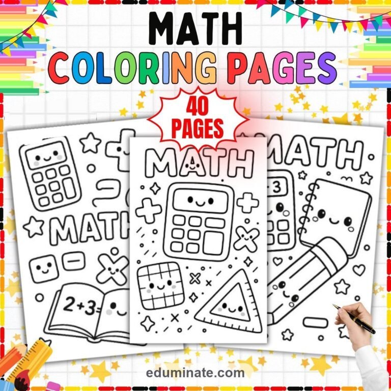 Math Coloring Sheets Bundle | Addition, Subtraction, Numbers and Shapes cover 3