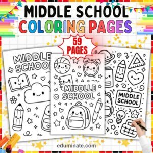 Middle School Coloring Pages Bundle | Tween Art and Math Doodle Sheets page 1