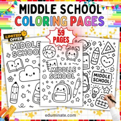 Middle School Coloring Pages 59 Back to School Tween Art Activity Worksheets — resource cover