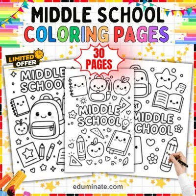 Middle School Coloring Sheets 30 End of Year Tween Art Activity Worksheets — resource cover