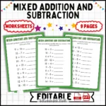 Mixed Addition and Subtraction Worksheets Practice Drills for Math Skills cover