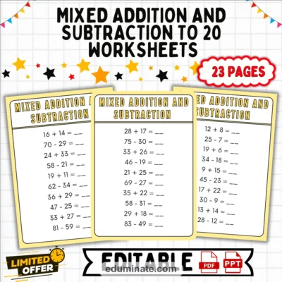 Mixed Addition and Subtraction Within 100 Worksheets Two Digit Math Drills — resource cover