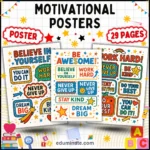 Classroom Motivational Posters for Students | Bulletin Board Posters | 26 Pages cover