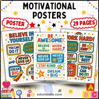 Classroom Motivational Posters for Students | Bulletin Board Posters | 26 Pages — resource cover
