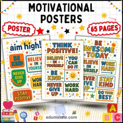 Motivational Posters for Classroom | Growth Mindset Poster Pages | 62 Pages
