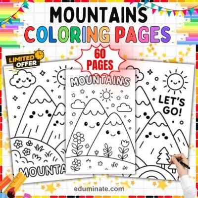 Mountains Coloring Pages 60 Cute Nature Scenery Art Activity Sheets Worksheets — resource cover