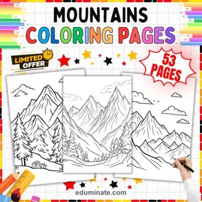 Mountain Scene Coloring Pages Nature Wilderness Activity Pack for Kids Fun — resource cover