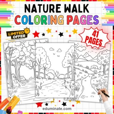 Nature Walk Coloring Pages Outdoor Explorer Art Activity Pack for Kids Fun — resource cover