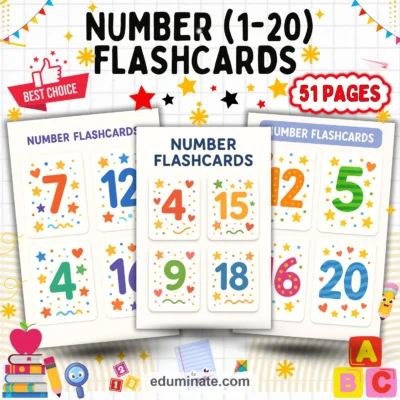 Counting Flashcards 1-20 | Number Cards for Math Centers | 49 Card Pages Set — resource cover