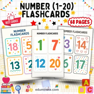 Number Flashcards 1-20 | Number Recognition Cards for Preschool | 66 Pages — resource cover