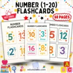 Printable Number Flashcards 1-20 | Number Cards for Toddlers | 66 Card Pages cover