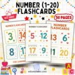 Number Flashcards 1-20 Printable PDF | Kindergarten Number Cards | 48 Card Pages cover