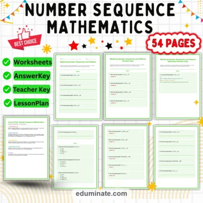 Number Sequence Worksheets Math Patterns Lesson Plan and Teacher Keys Pack — resource cover