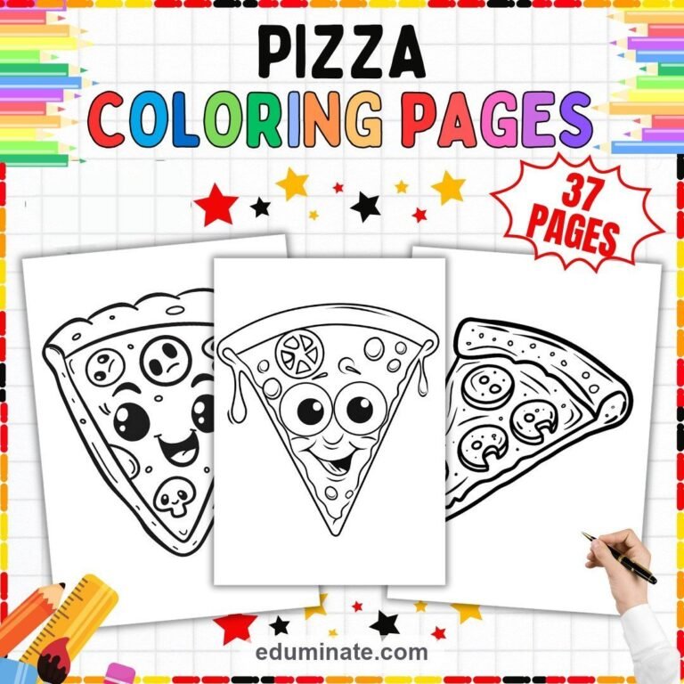 Pizza Coloring Sheets Bundle | Pizza Slices and Restaurant Menu Sheets cover 2