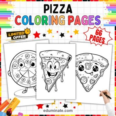Pizza Slice Coloring Pages Restaurant Menu Art Activity Sheets Pack for Kids — resource cover