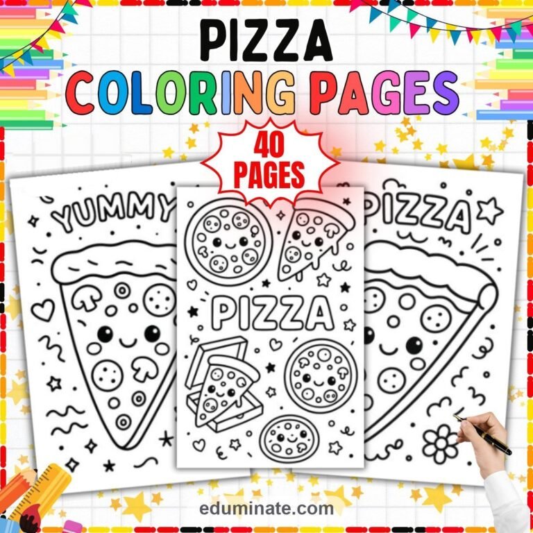 Pizza Coloring Sheets Bundle | Pizza Slices and Restaurant Menu Sheets cover 3