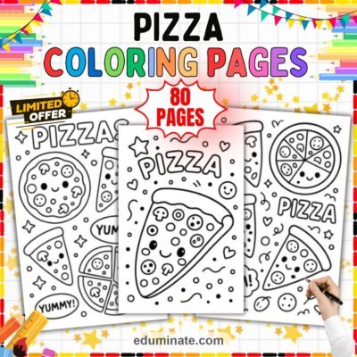 Pizza Coloring Pages Italian Food and Fun Party Activity Sheets Pack Kids — resource cover