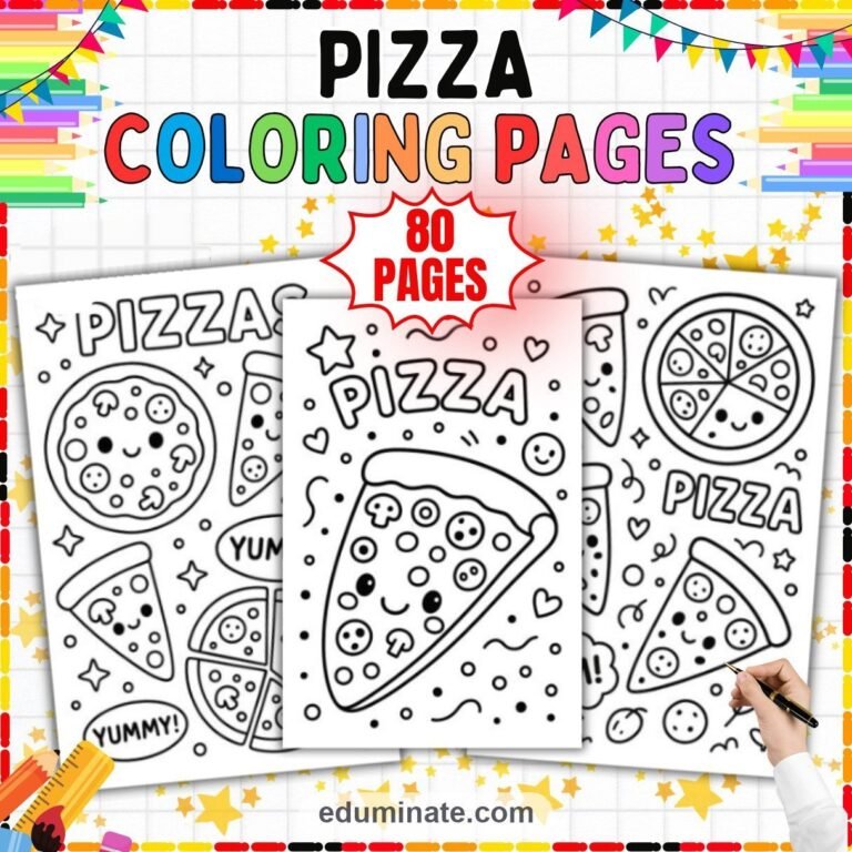 Pizza Coloring Sheets Bundle | Pizza Slices and Restaurant Menu Sheets cover 1