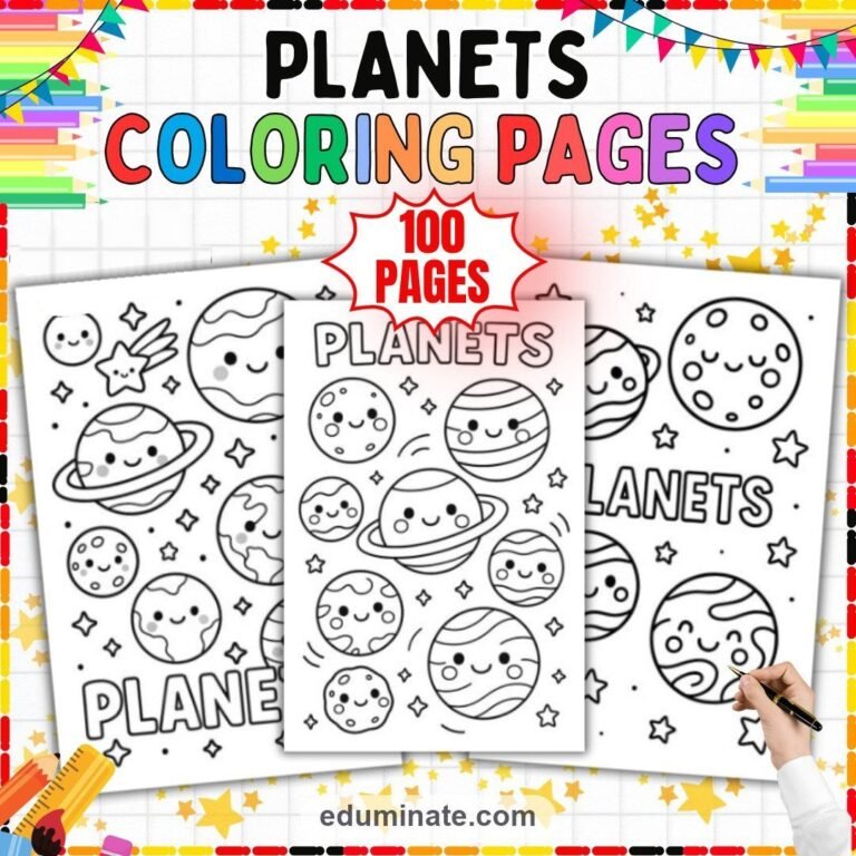 Space Coloring Sheets Bundle | Planets, Stars, Sun and Moon Sheets cover 2