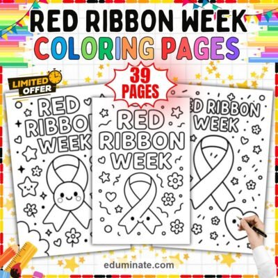 Printable Red Ribbon Week Coloring Pages Wellness Activity Pack for Kids Fun — resource cover