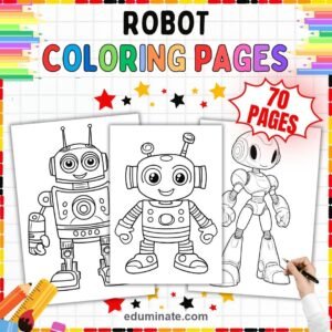 Robot Coloring Pages Printable Bundle | Robots, Androids and STEM Sheets page 2