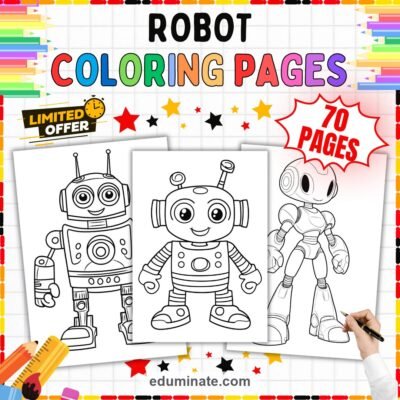 Robot Coloring Pages 70 Cute Futuristic Android STEM Art Activity Worksheets — resource cover