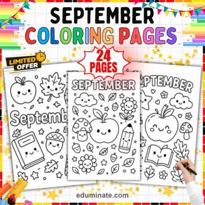 Cute September Coloring Pages Kawaii Fall Friends Activity Sheets Pack Kids — resource cover