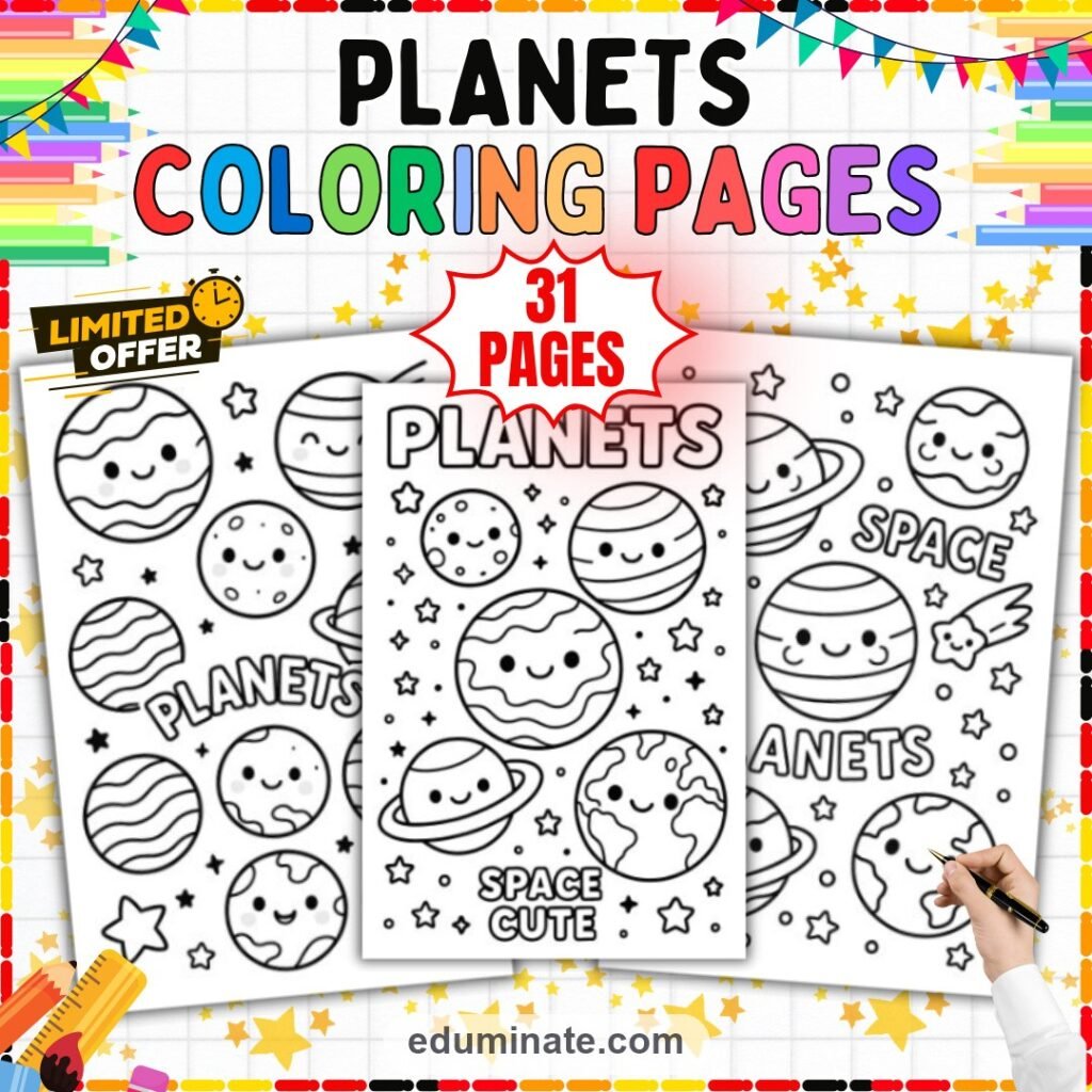 Planets Coloring Pages 31 Cute Outer Space Art Activities Printable Worksheets cover