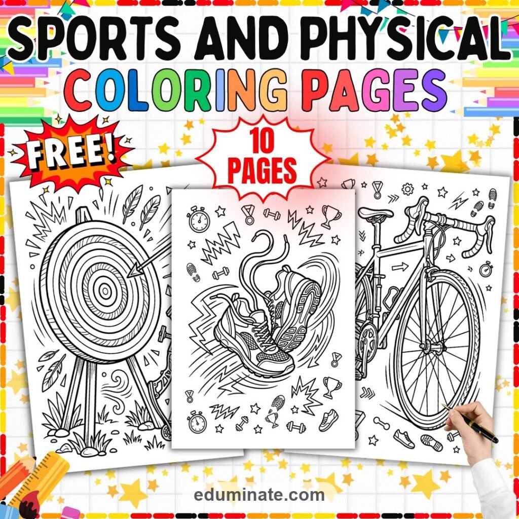 Free Sports Coloring Pages Athletic Sampler Activity Sheets Pack for Kids cover