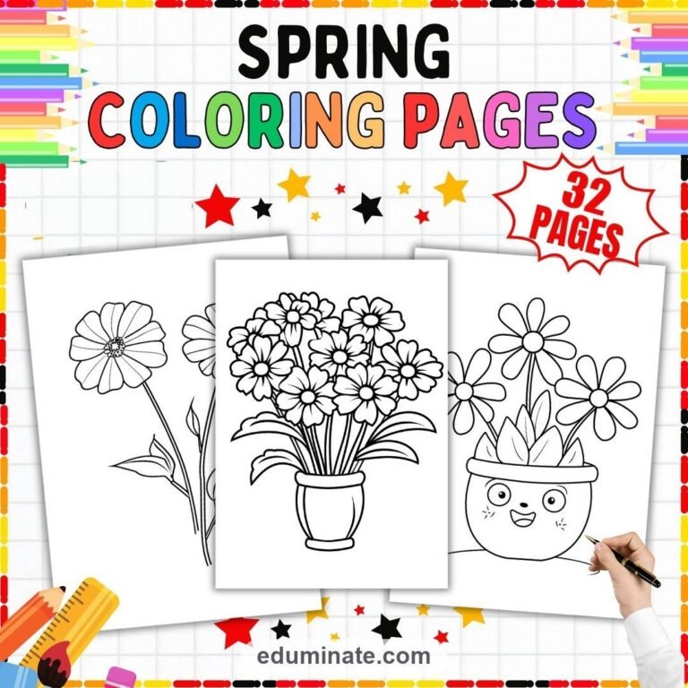 Spring Coloring Sheets Bundle | Spring Time, March and Garden Sheets cover 3