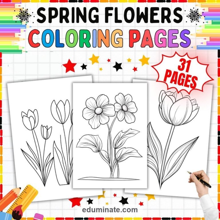 Floral Coloring Pages Bundle | Garden Blooms and Botanical Sheets cover 7