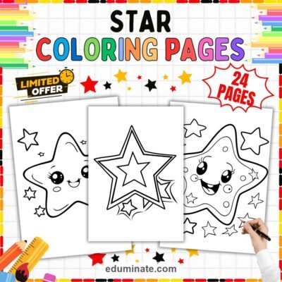 Printable Star Coloring Pages Geometric Shapes Activity Sheets Pack for Kids — resource cover